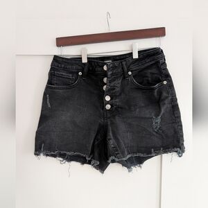 Express Dark Denim Button Jean Shorts